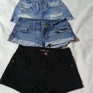 Reflex Black And Blue Women's Denim 3 Shorts with Copper Button